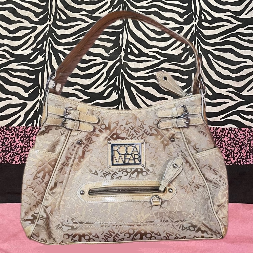 Y2k beige gold Roca Wear Handbag with Silver Accents